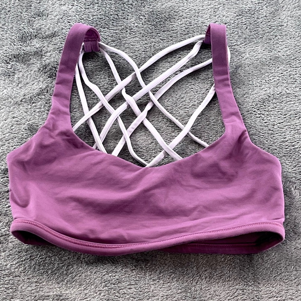 Lululemon Free To Be Wild Sports Bra Purple Strappy Back Size 2